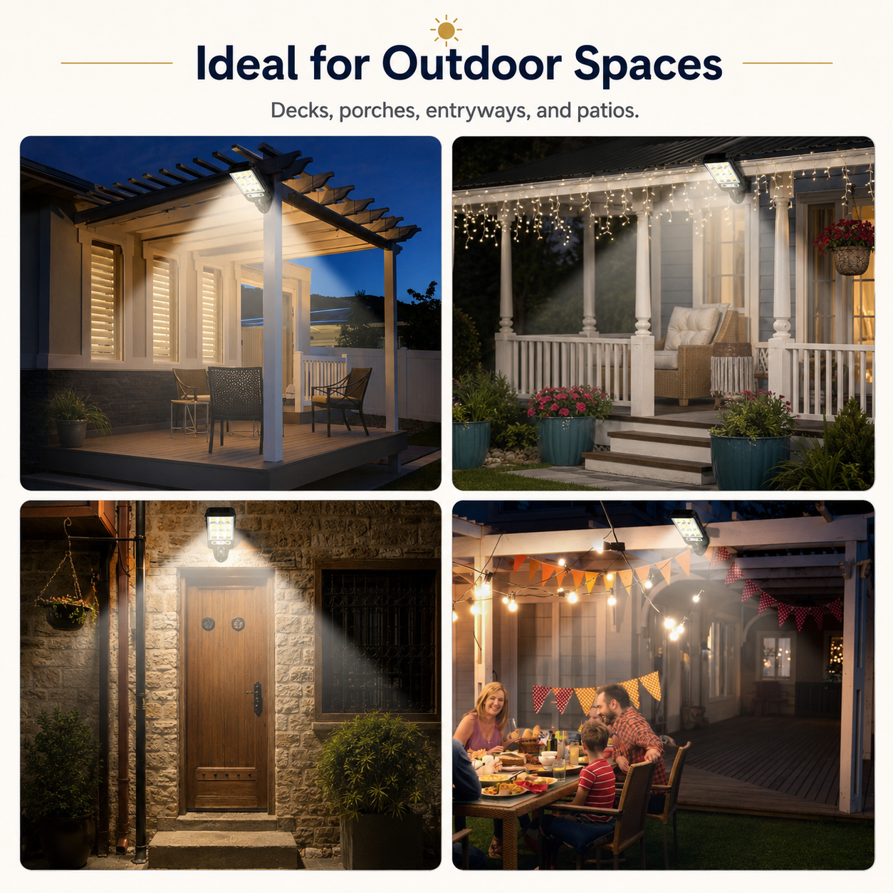 Solar Motion Sensor Security Light | 3 Lighting Modes + Remote