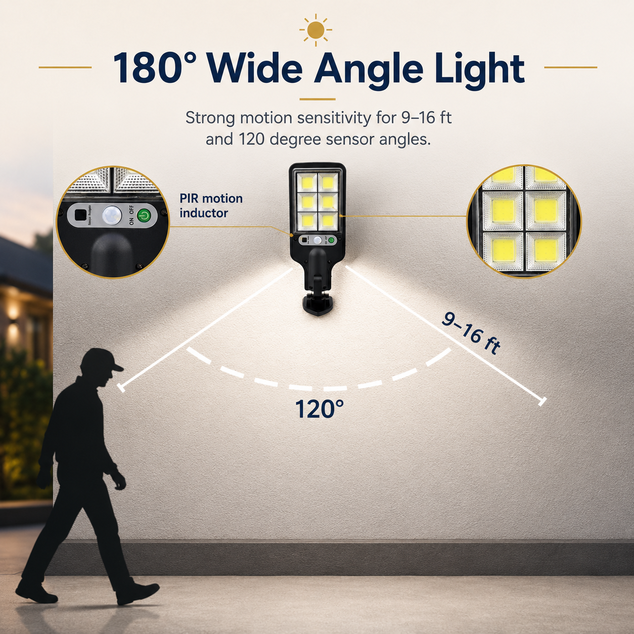 Solar Motion Sensor Security Light | 3 Lighting Modes + Remote
