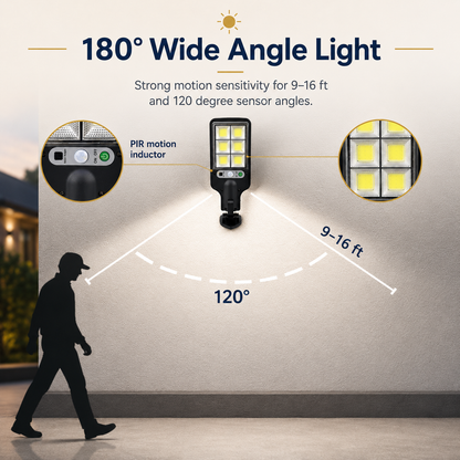 Solar Motion Sensor Security Light | 3 Lighting Modes + Remote